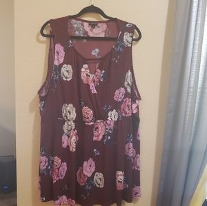 Torrid Maroon Floral Sleeveless Top